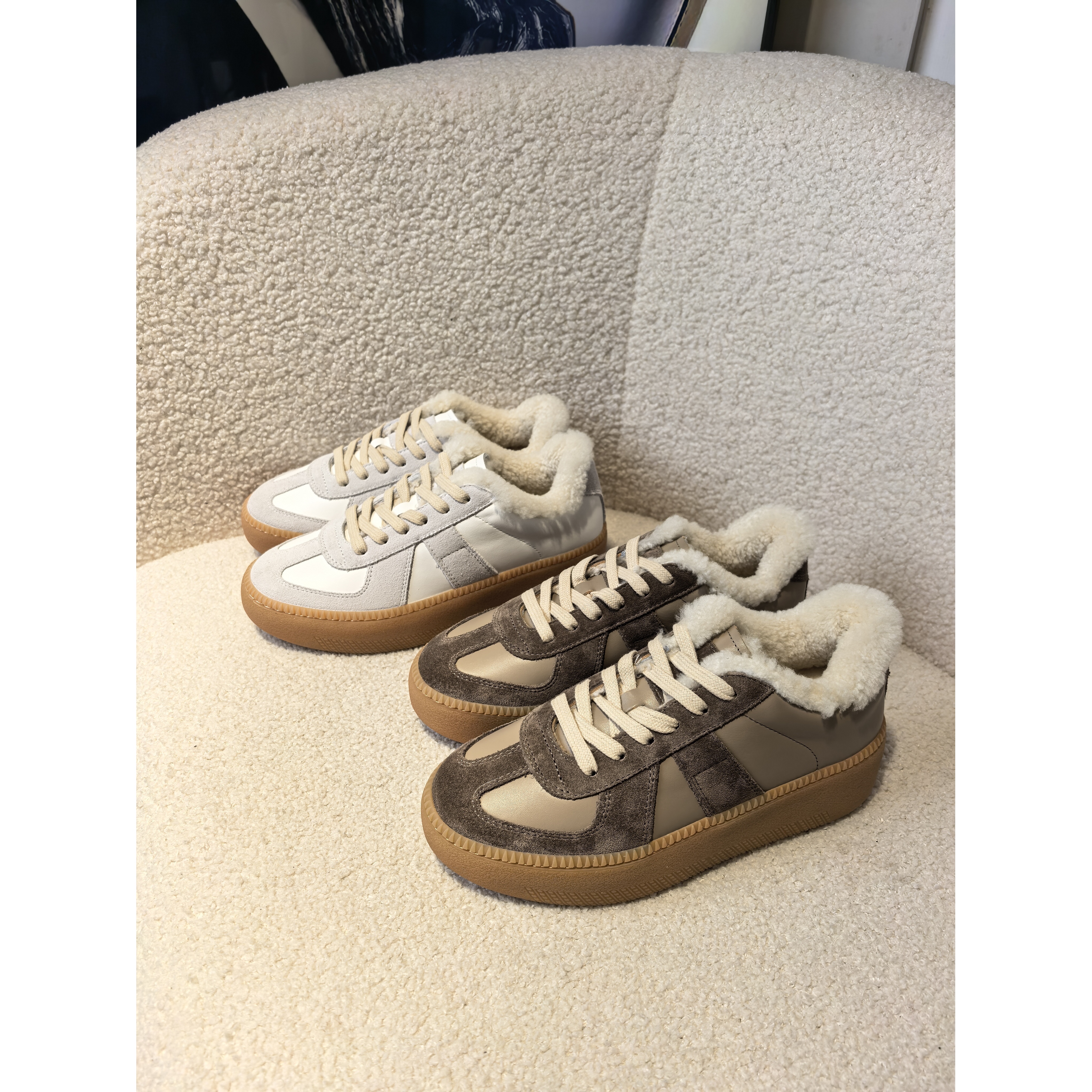 老王甄选 冬季款 简约休闲加厚款女士羊毛德训鞋