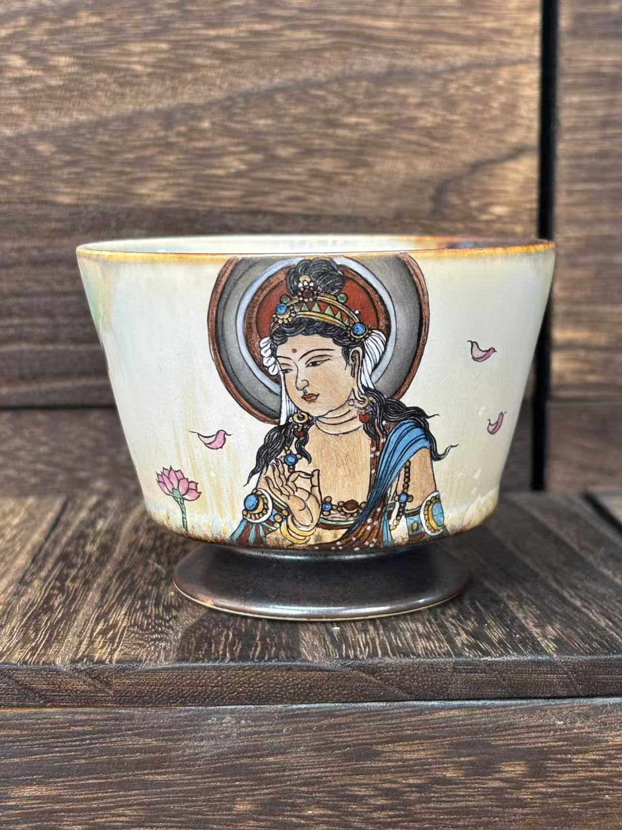 復见手绘窑变菩萨主人杯JDE112