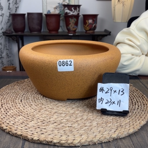 紫砂花盆柴烧大号窝口圆盆0862