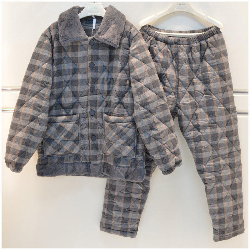 妮可雅品牌睡衣男士冬夹棉家居服11593