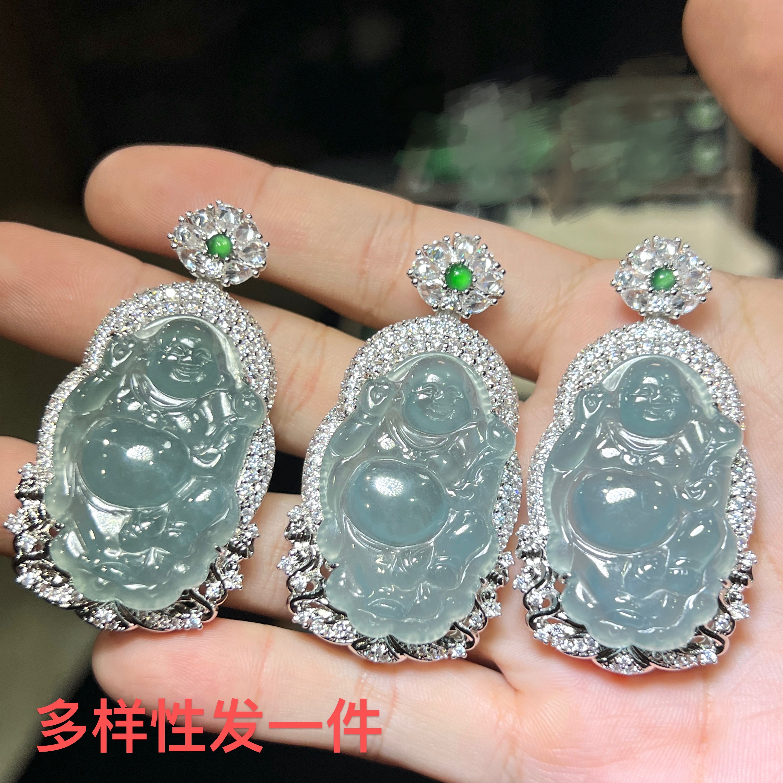 【上旭珠宝马哥推荐】天然翡翠A货蓝水逍遥佛公 多样性发一件