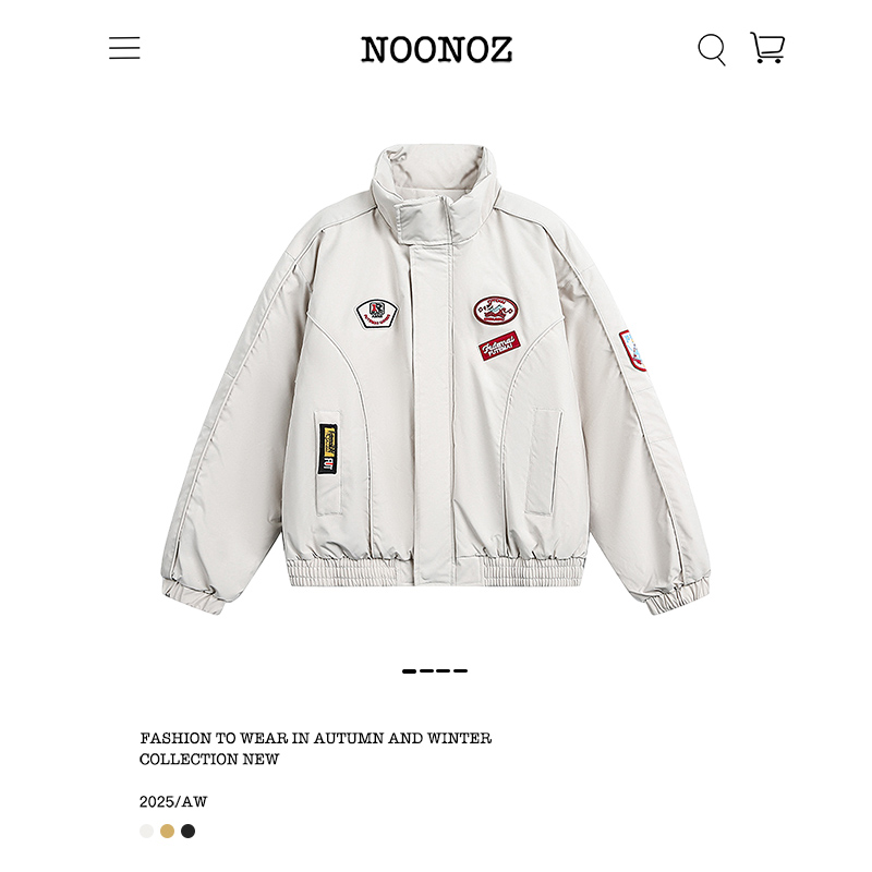 NOONOZ美式廓形徽章飞行员工装棉衣男潮牌中性风保暖高级感外套