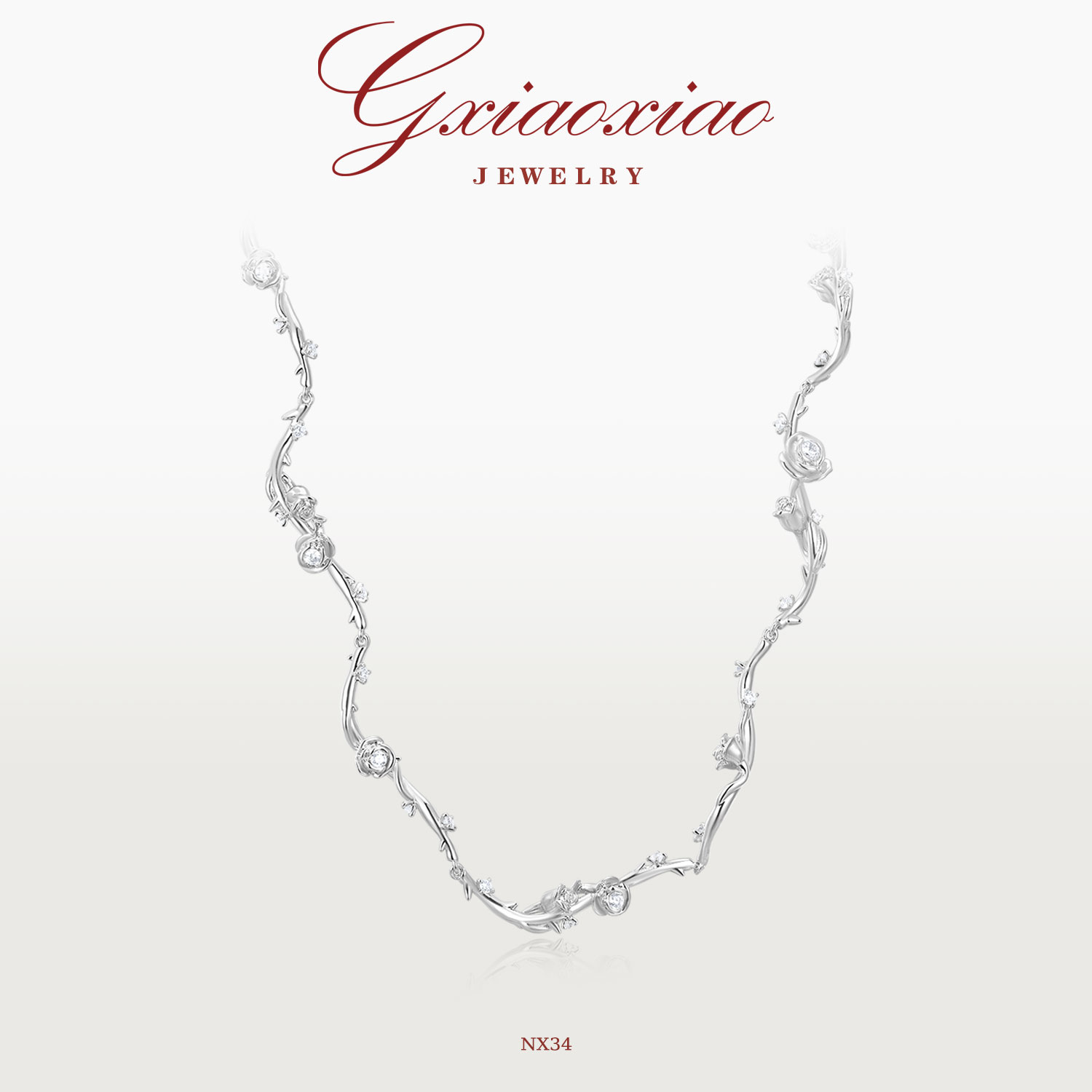 G XIAOXIAO 【玫瑰之恋】时尚轻奢气质玫瑰花瓣项链 NX34