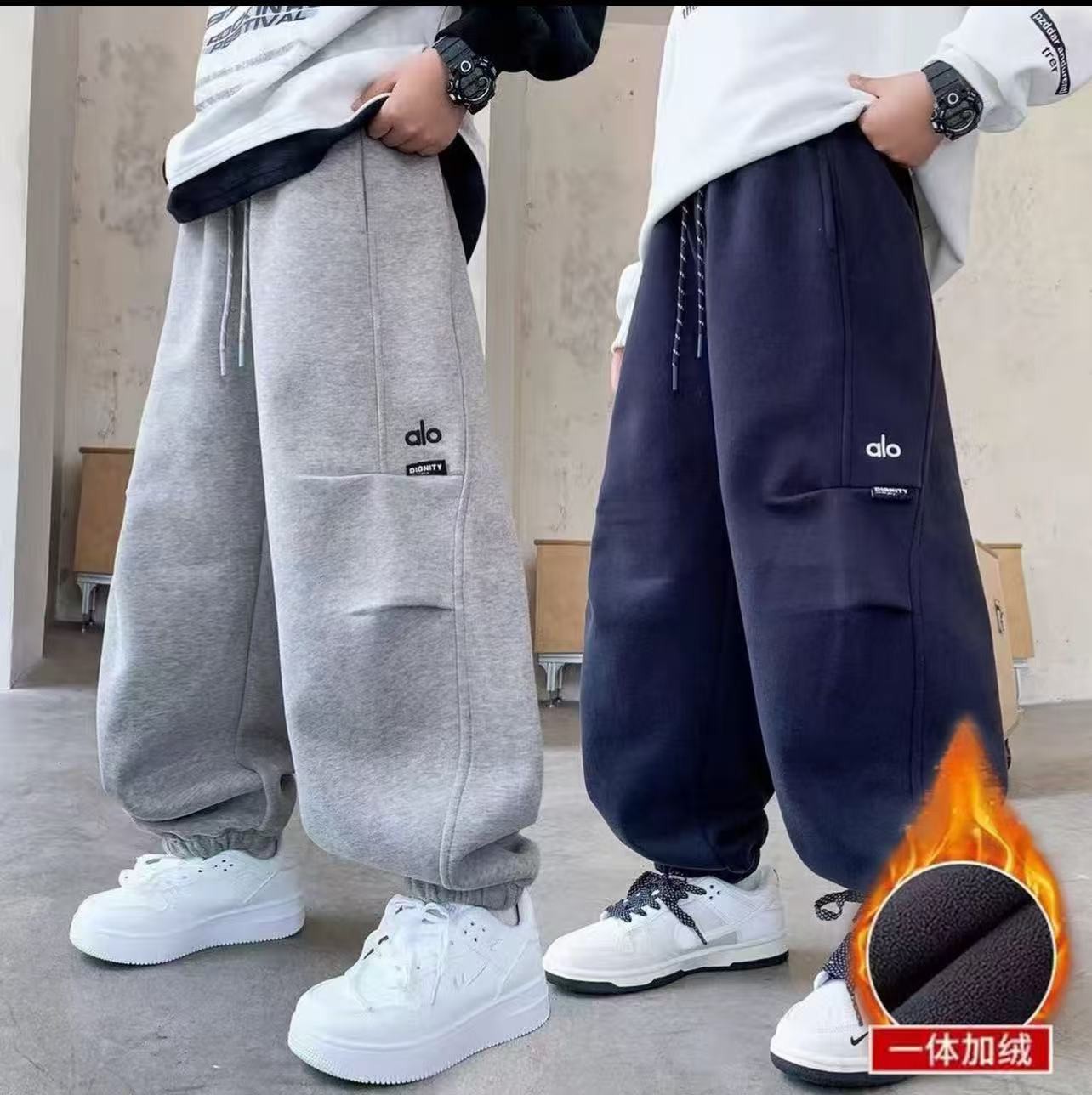 【水洗400克加绒】男童裤子一体绒运动裤秋冬2025新款儿童冬季卫裤