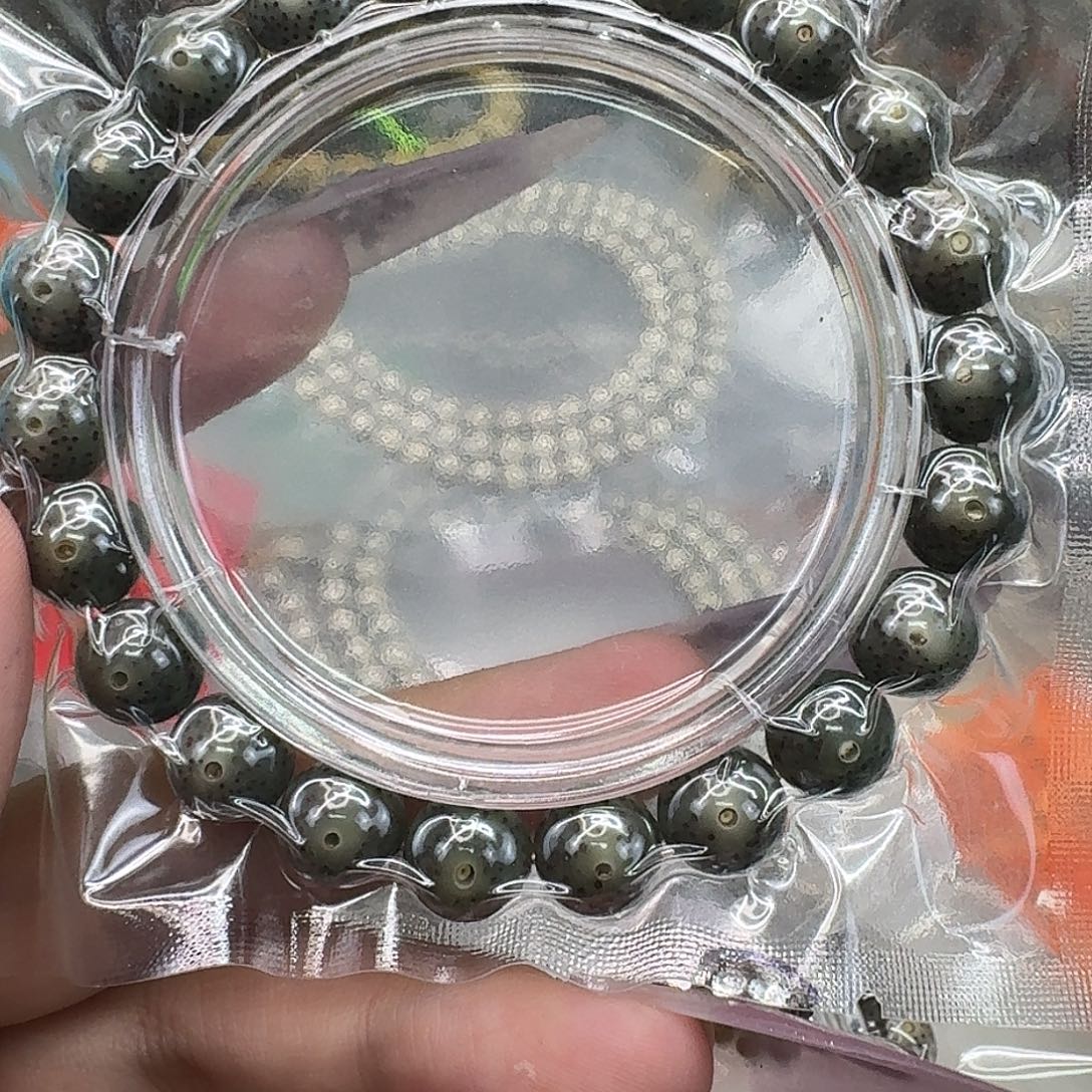 手串星月菩提96高端黑绿爆透同枝龙蛋10 10