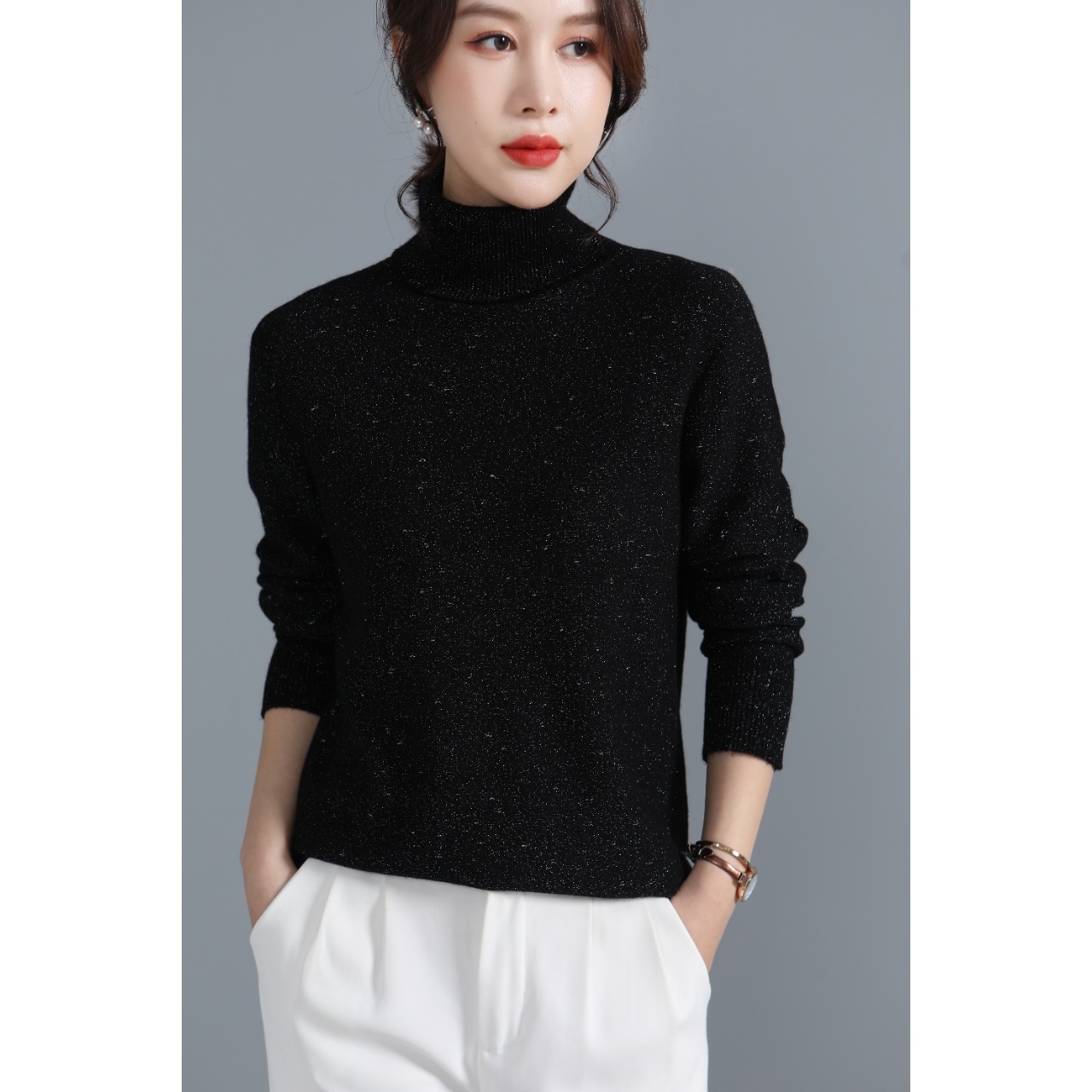 【阿萨专属】满天星堆堆领纯羊毛衫金豆一线成衣YM-QHMSY-6169