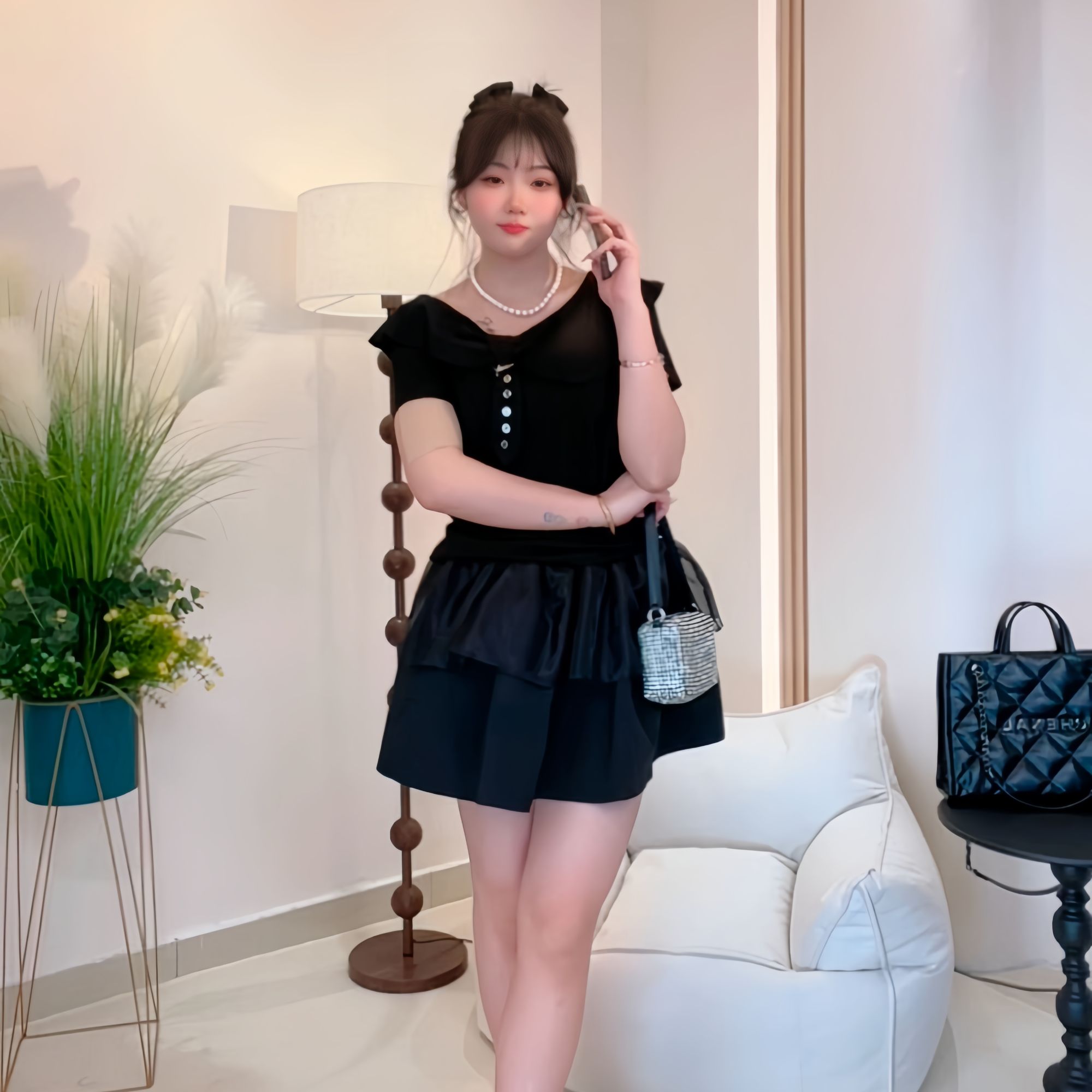 【一见钟情】大码女装气质花边荷叶领高级设计感短款t恤