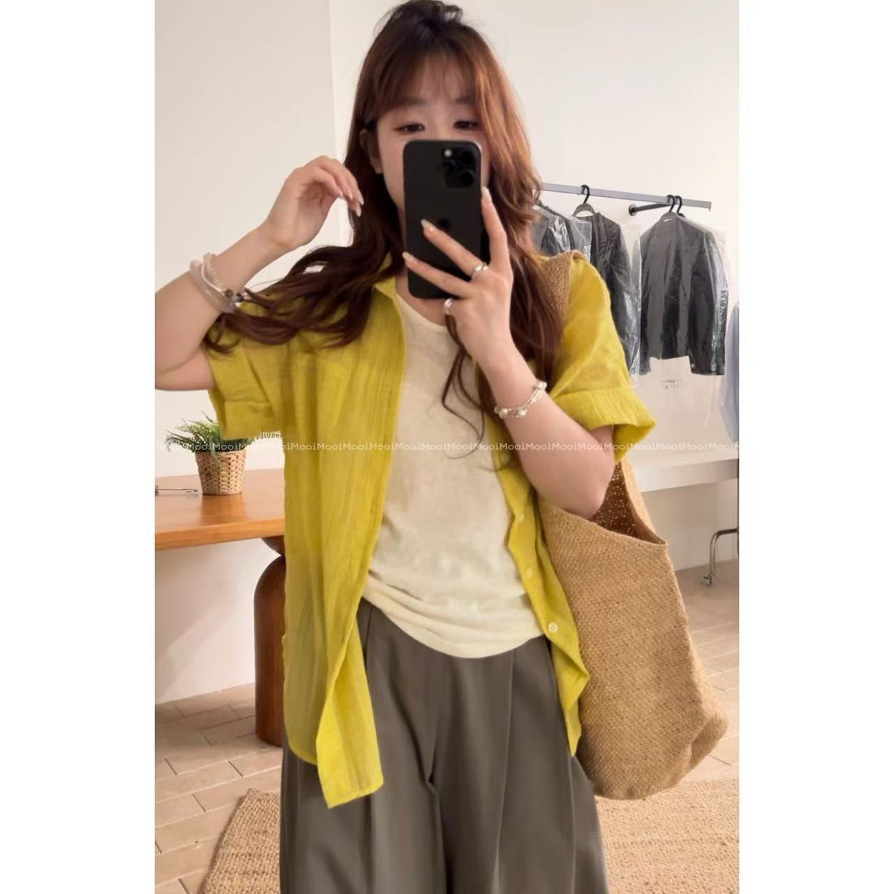 【mooi】'托卡日落'春夏新款韩版ins风小众设计感衬衫（面料需手洗）