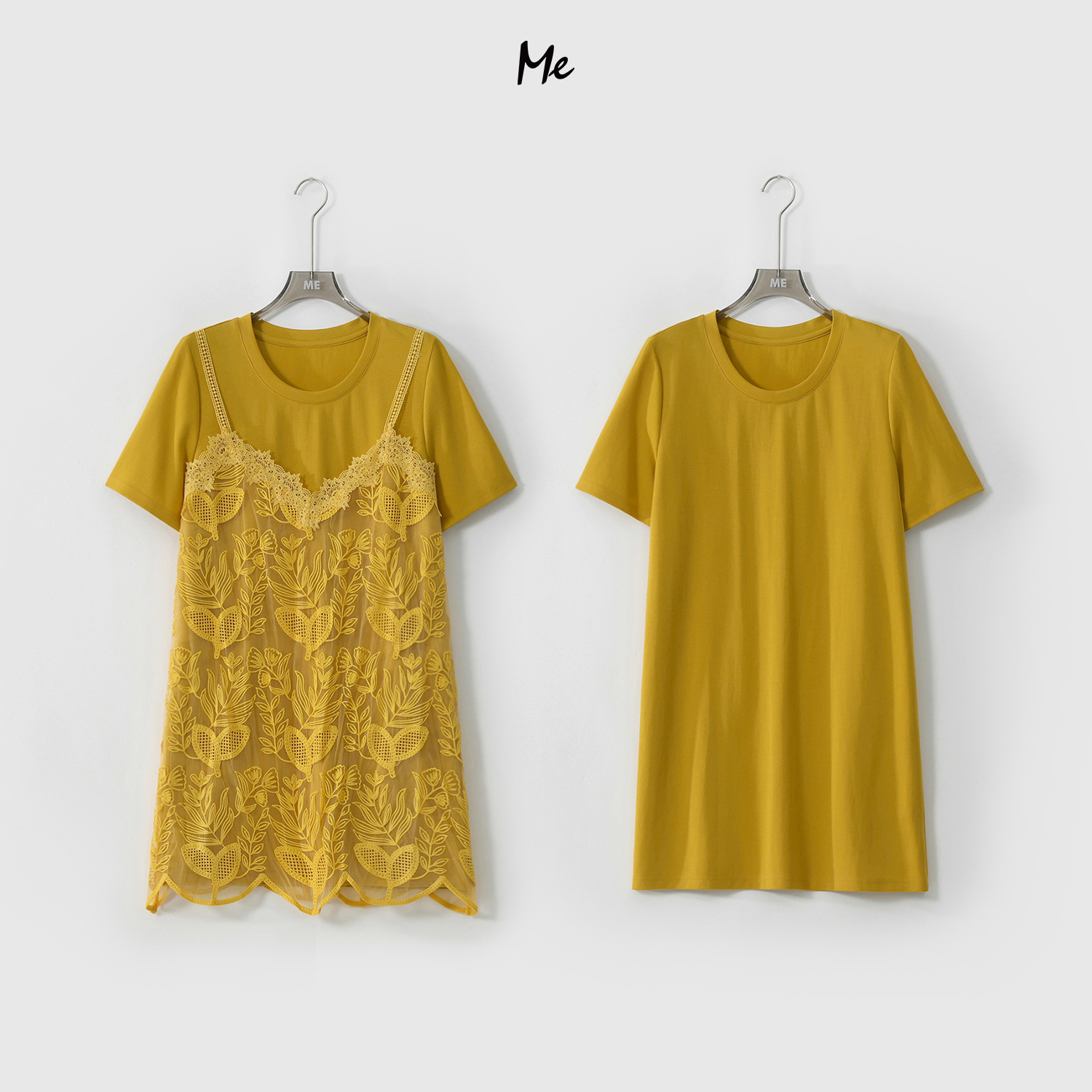 ME【花枝镂空两件套】冰柔透气显瘦时尚休闲一手长连衣裙MESS5237