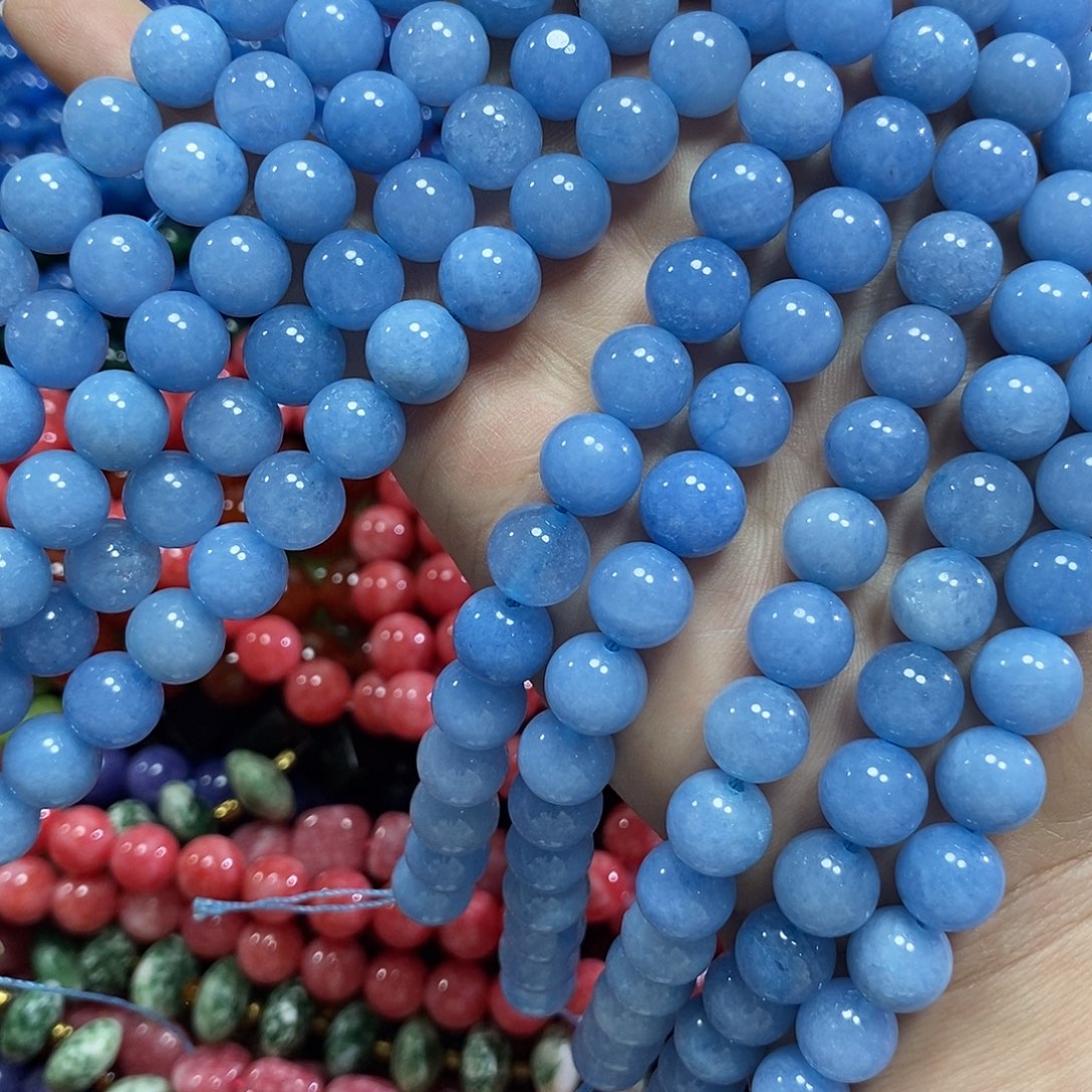 玛瑙/玉髓未镶嵌珠宝半成品海蓝宝宝卡10mm一条