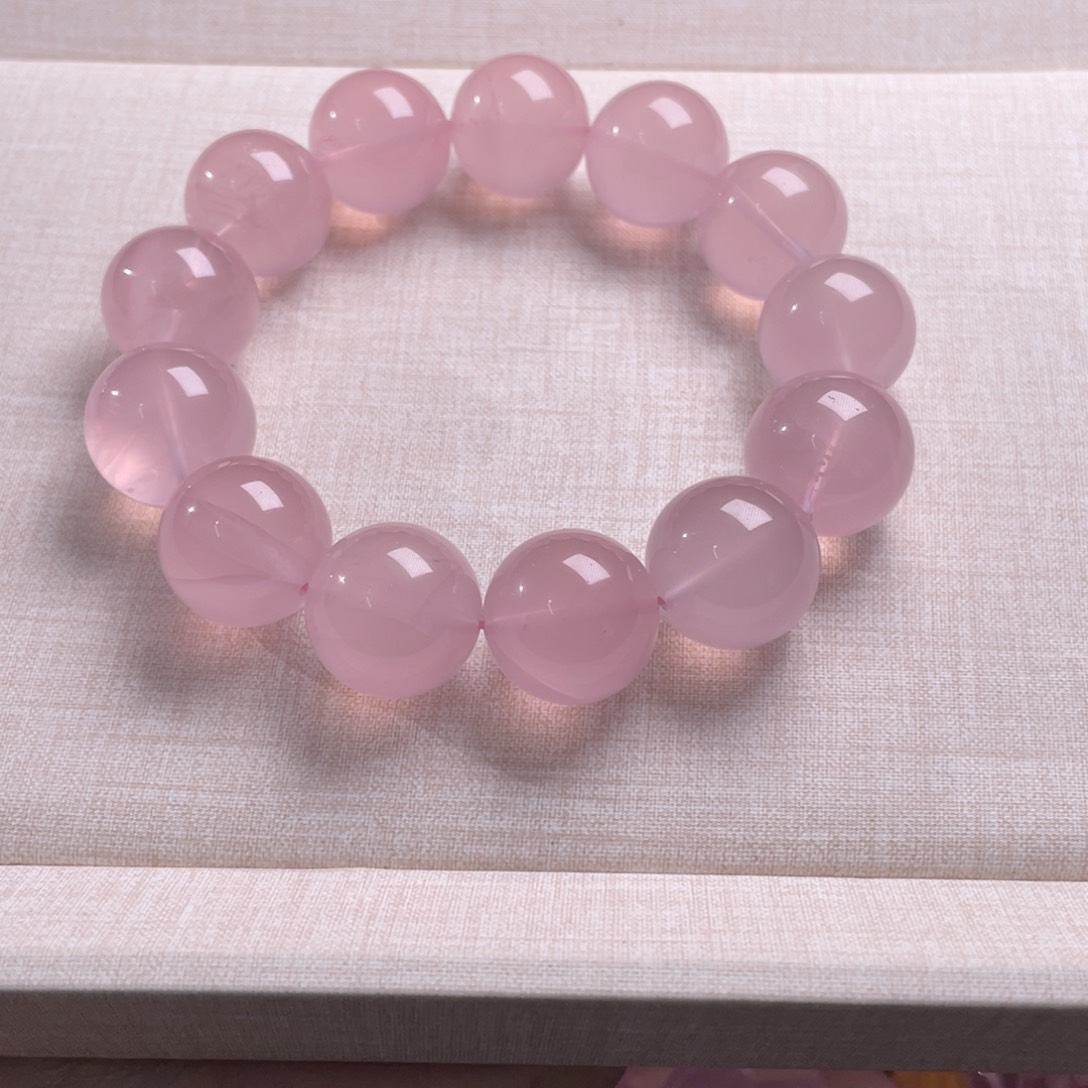 未镶嵌手链芙蓉石粉水晶手串卡17mm+