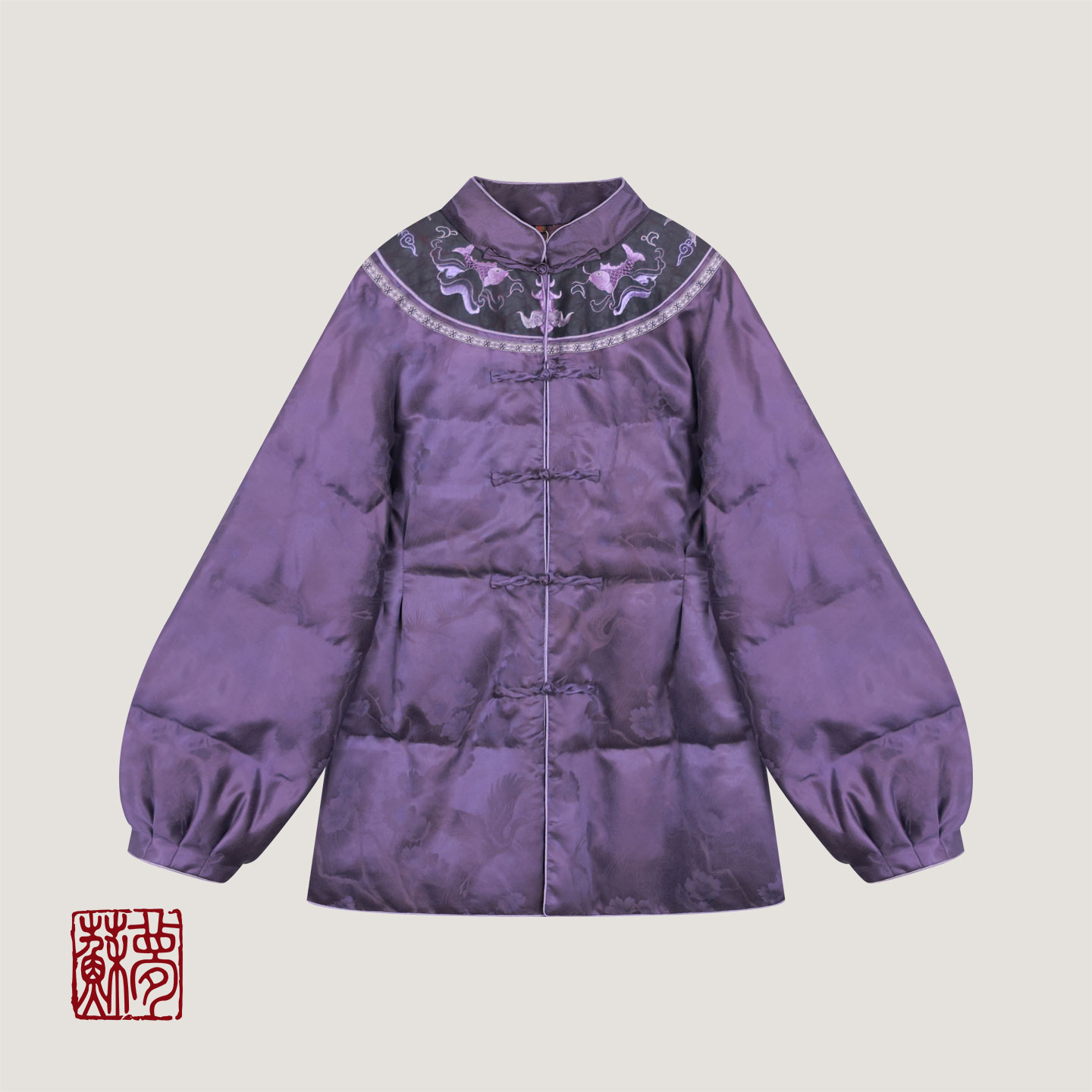 蘇夢【蘭悦】香云纱雪青色手绣上衣0105339