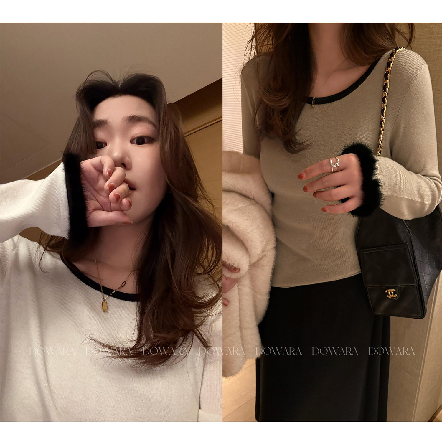 现货0386D大婉酱微胖定制【黑羽影舞】绵羊毛拼接慵懒打底衫针织衫 