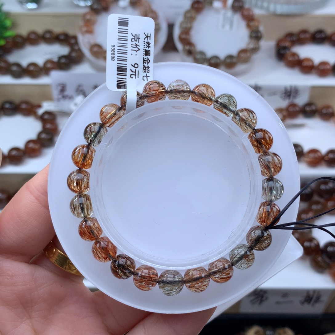 水晶手串未镶嵌黑金超七多样性发其一