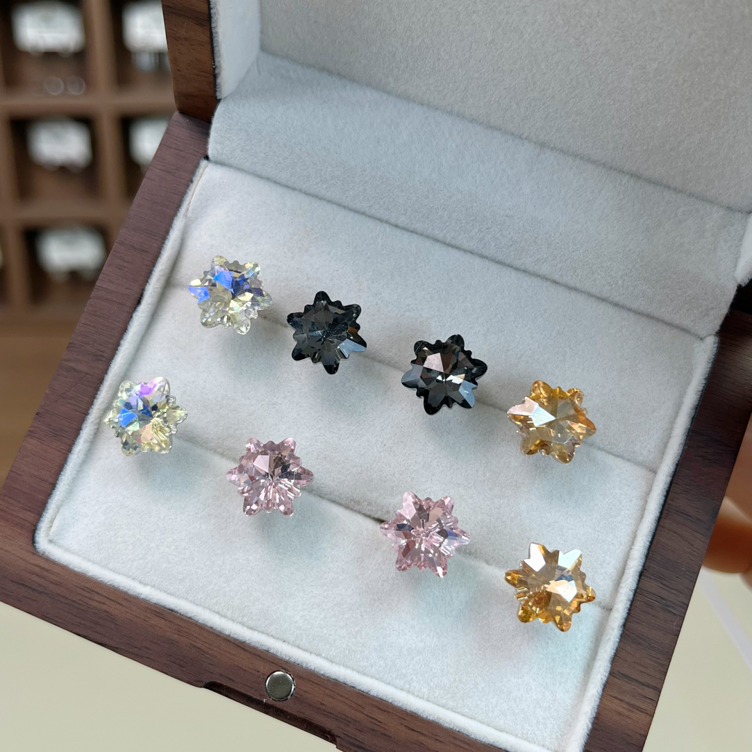 钛钢耳饰 1196雪花耳钉高颜值套装耳钉百搭简约耳饰