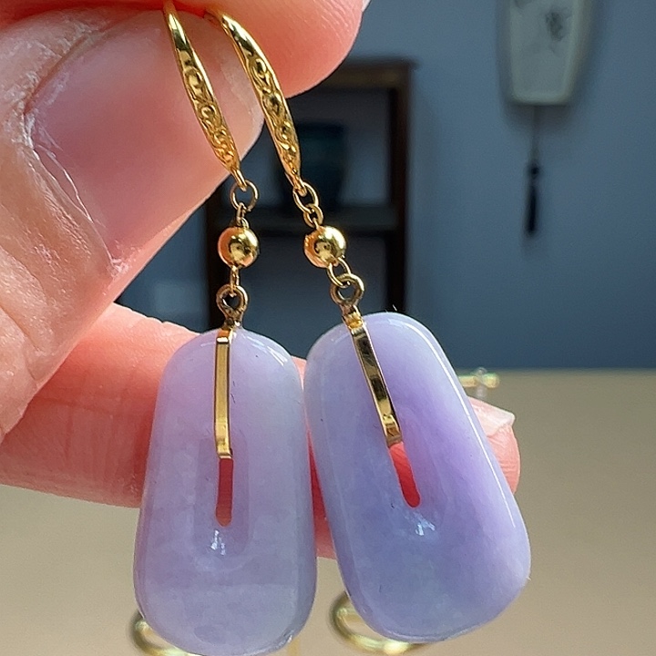 翡翠耳饰18K金镶嵌耳饰