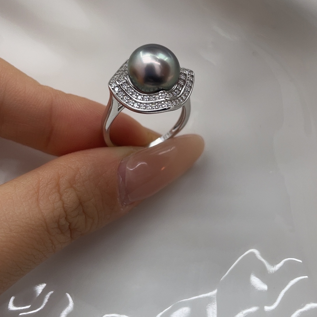 银S925镶嵌海水珍珠戒指