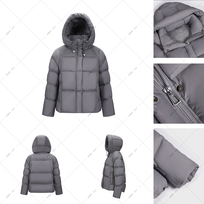 暮云灰 · 连帽款冬季新款女短款羽绒服加绒加厚抗寒保暖时髦外套