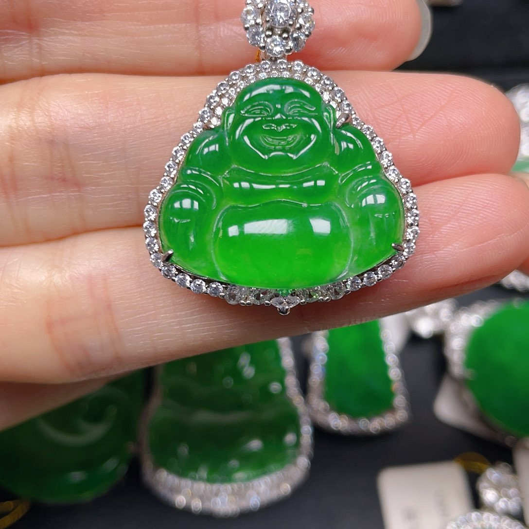 吊坠(不含链)银S925镶嵌翡翠吊坠