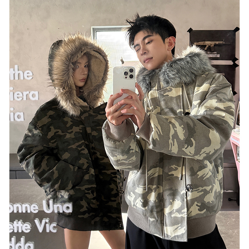 CCW逆时针 情侣迷彩时尚棉服派克服百搭座山雕棉衣外套冬5D4097