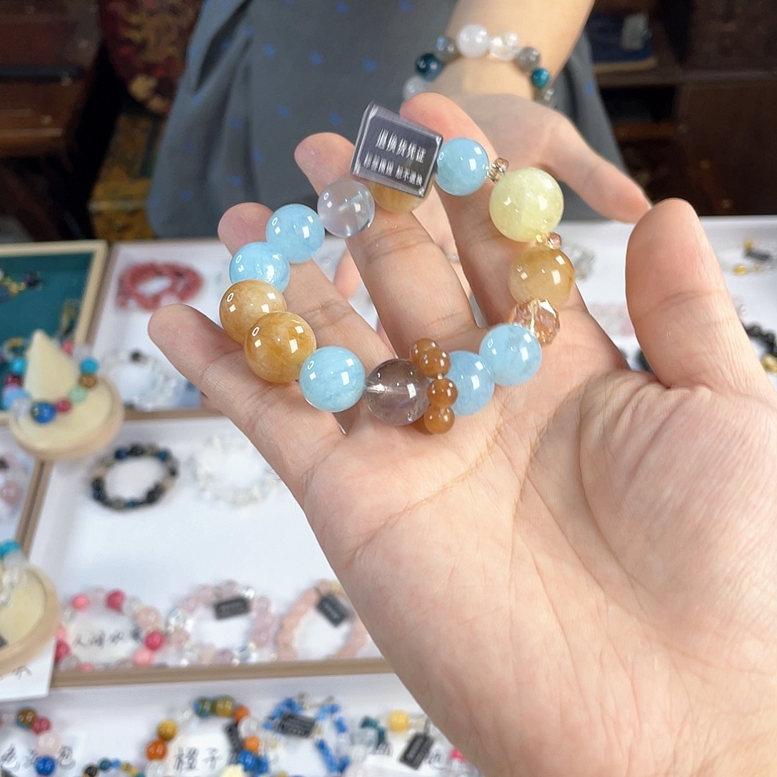 水晶手链银S925镀金镶嵌