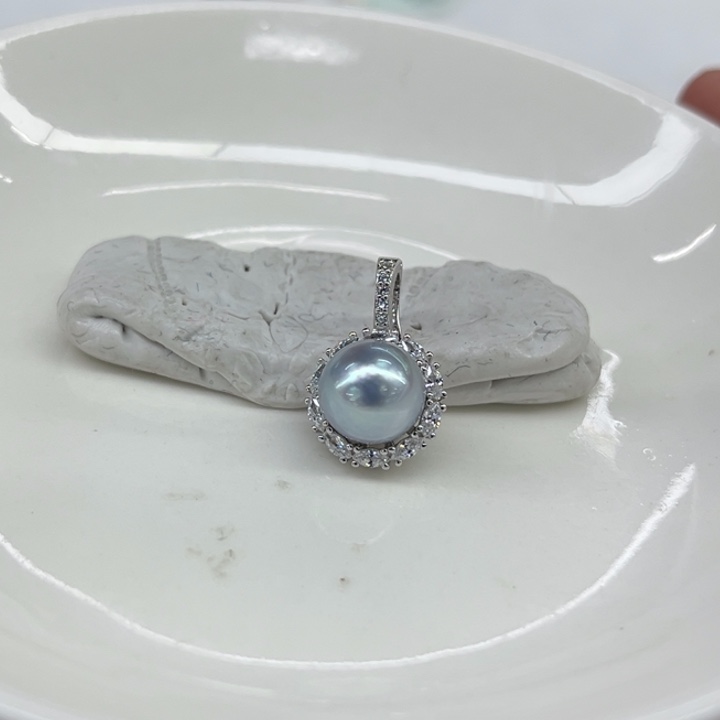 吊坠(不含链)银S925镶嵌海水珍珠8-9mm