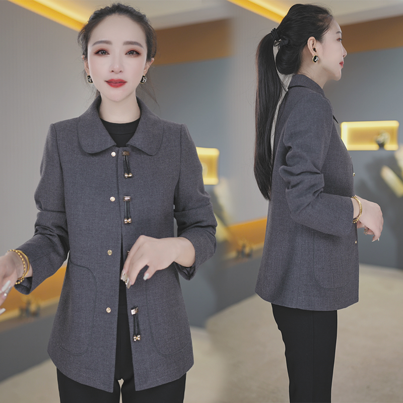 【高货定制】C578灰色妈妈春秋外套女士休闲西服中老年秋装新款