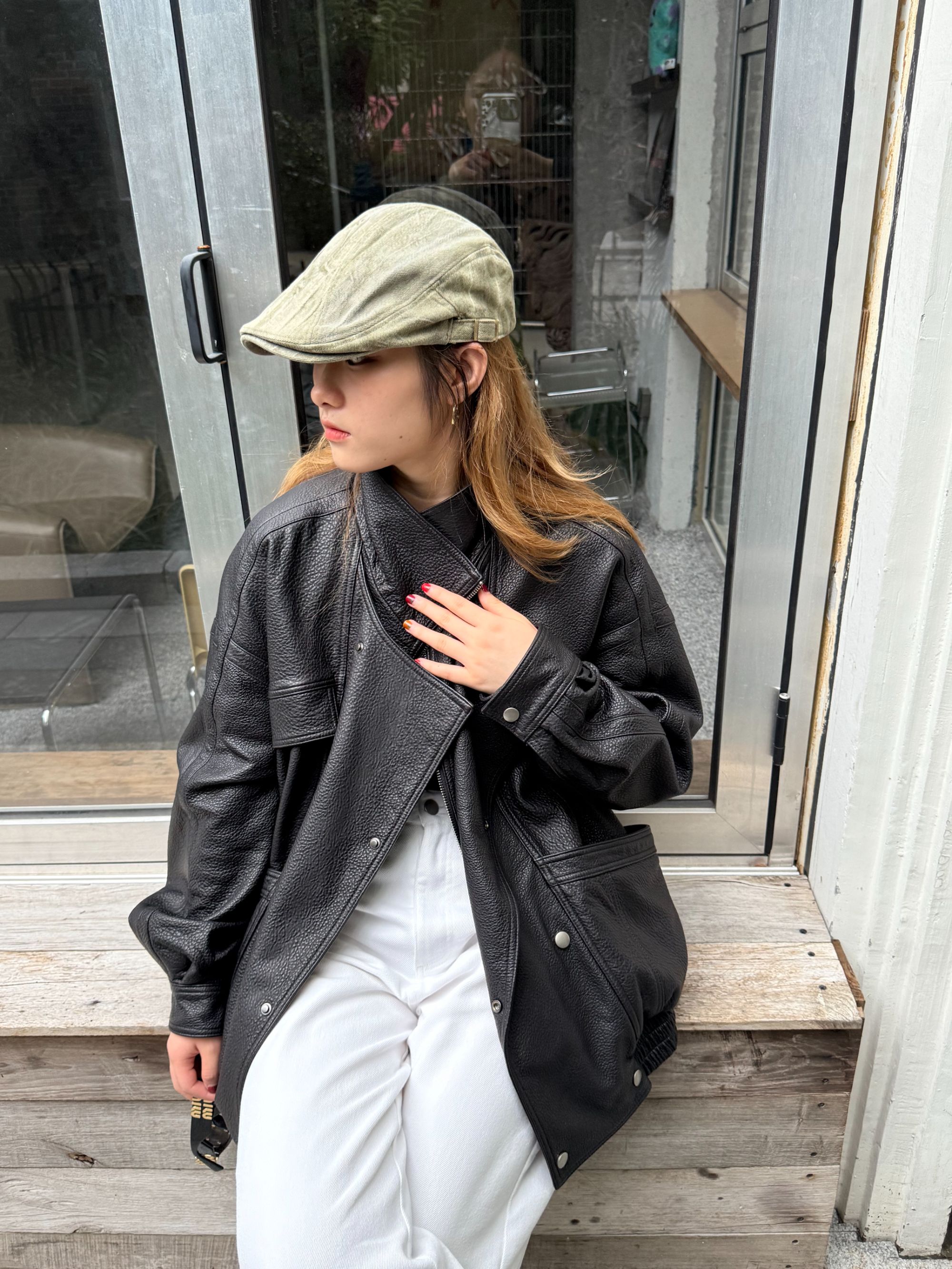 2025秋冬新款皮衣杨树林进口泡纹绵羊皮真皮时尚外套