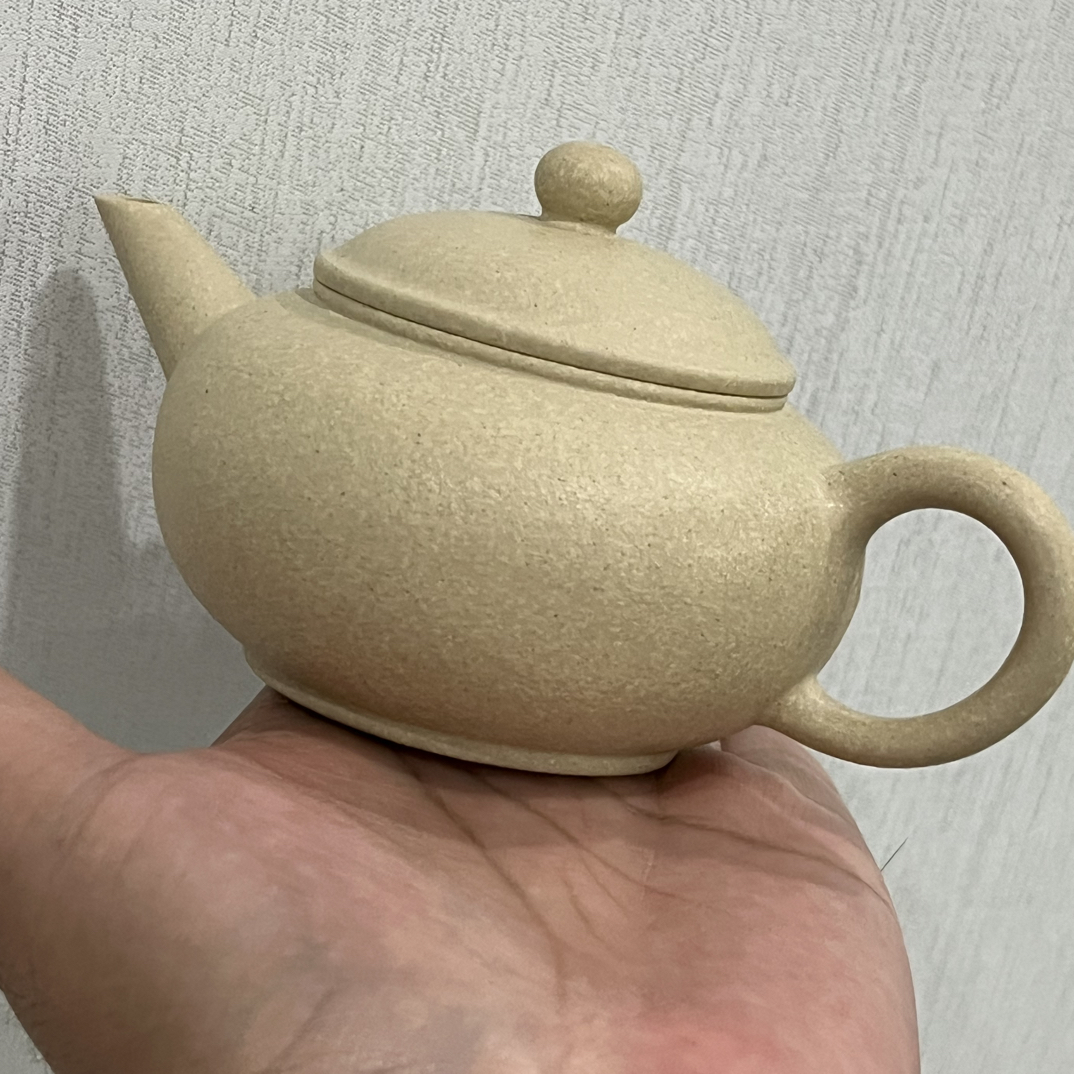 宜兴原矿紫砂水平壶160cc本山绿泥半手工制作内推孔出水