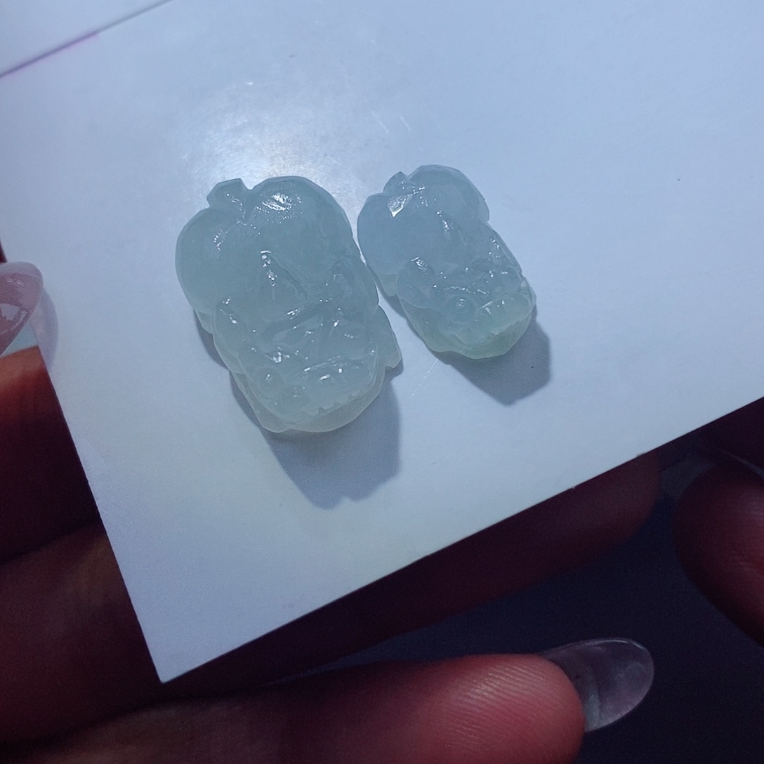 定制翡翠未镶嵌两件一起王炸
