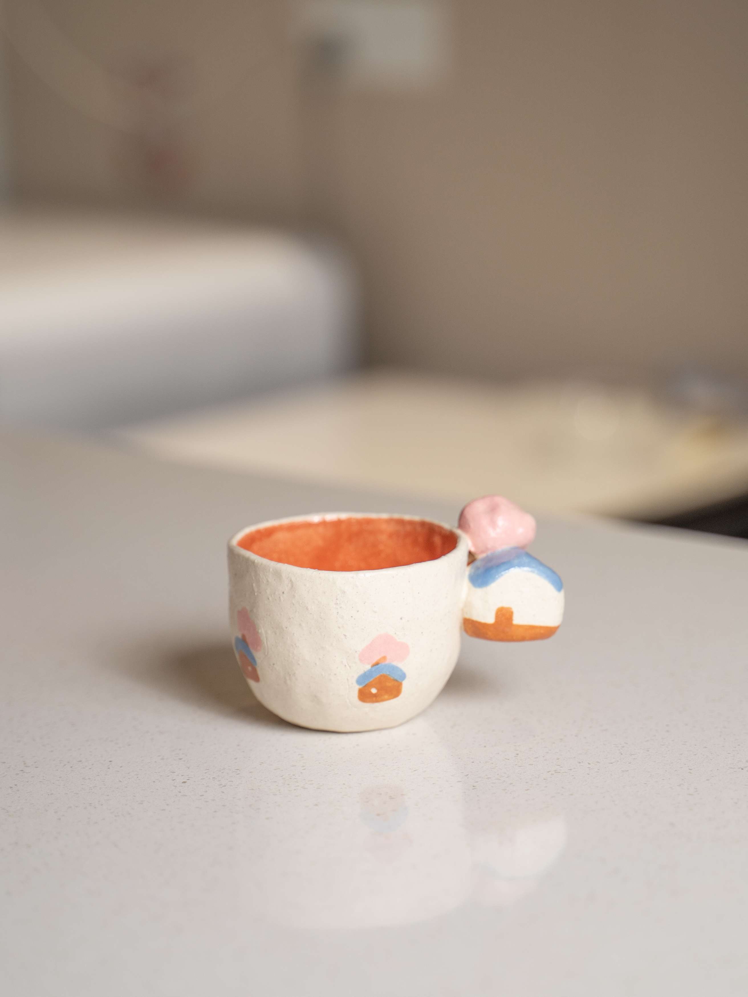 西西礼 | 手捏粉色小树蓝房子蛋杯