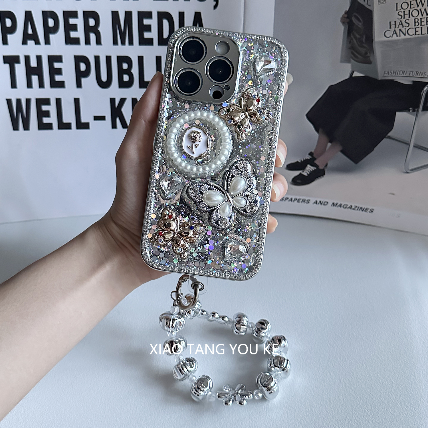 ins风小香水钻电镀银手机壳适用苹果荣耀华为小米OPPOvivoiPhone