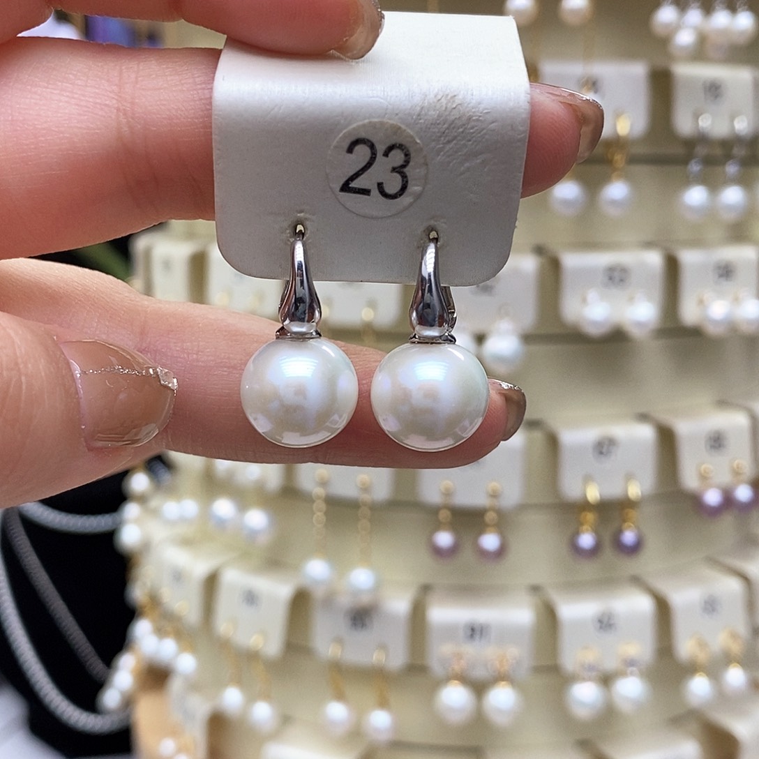 淡水珍珠耳饰银S925镶嵌
