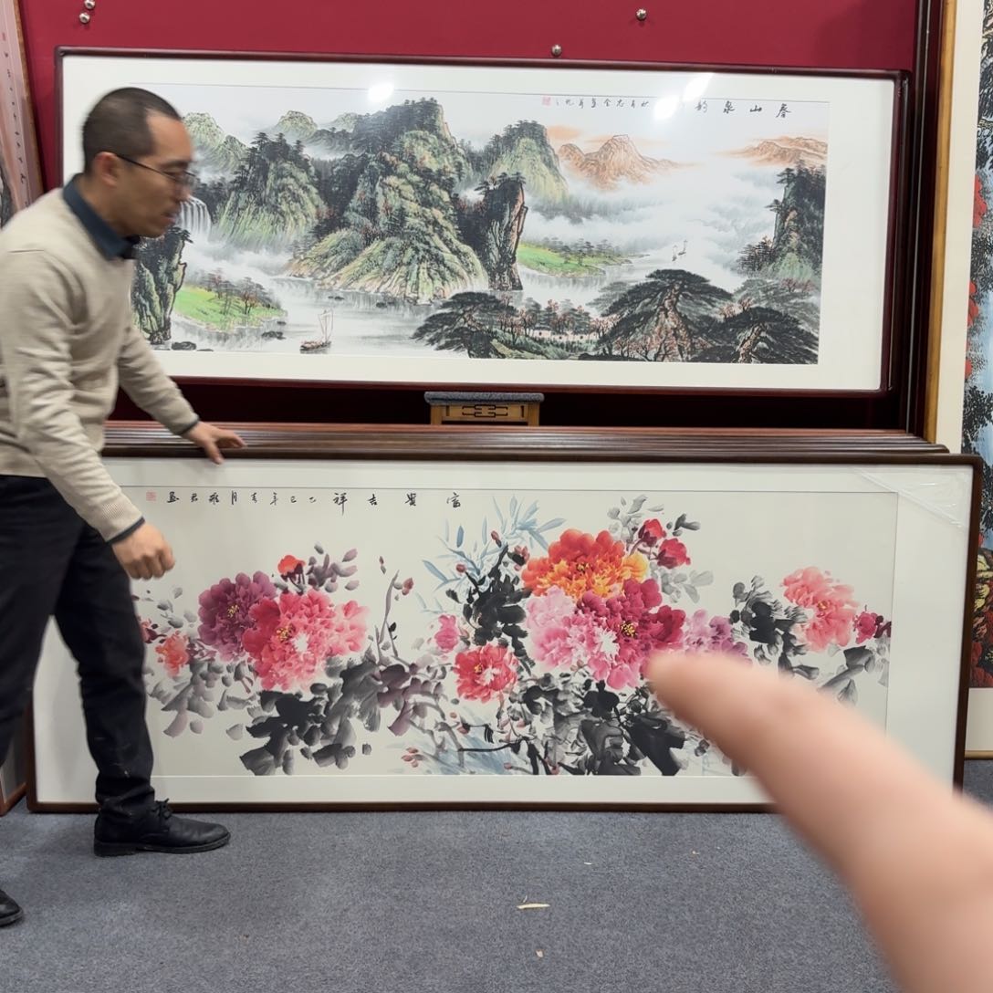 国画带框绘画210/80尺寸