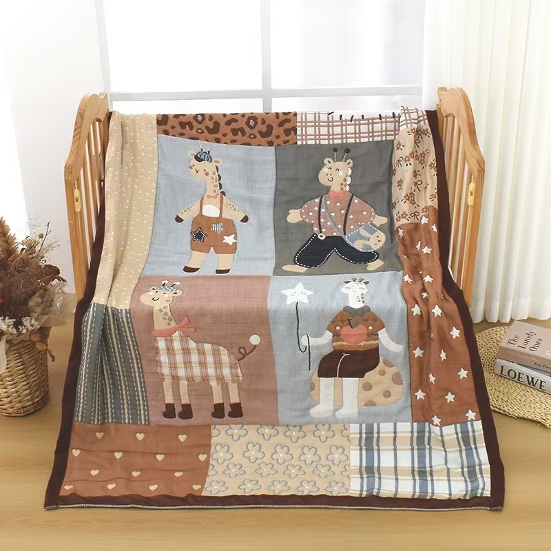 【多拼长颈鹿】120*150纯棉泡芙被多层柔软亲肤透气加厚双面