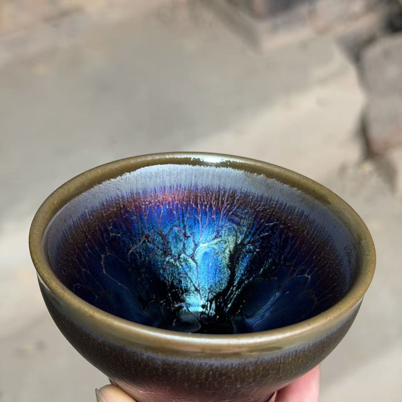 建窑建盏 七彩蝶恋花 茶器主人杯礼盒装带溯源证书   电烧 