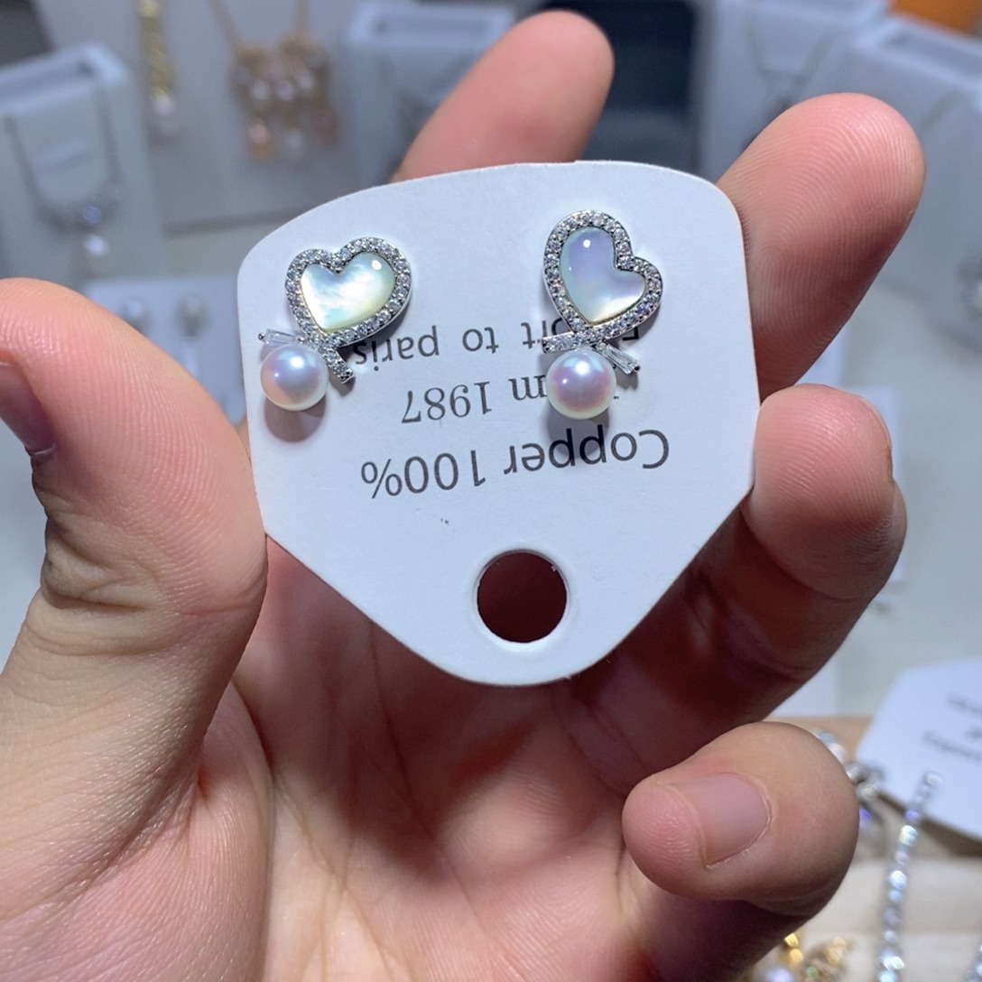 淡水珍珠耳饰银S925镶嵌