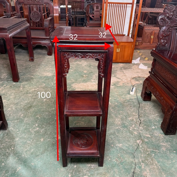 木换金  黑酸枝  红木三层花架1米高 盆景架 置物架