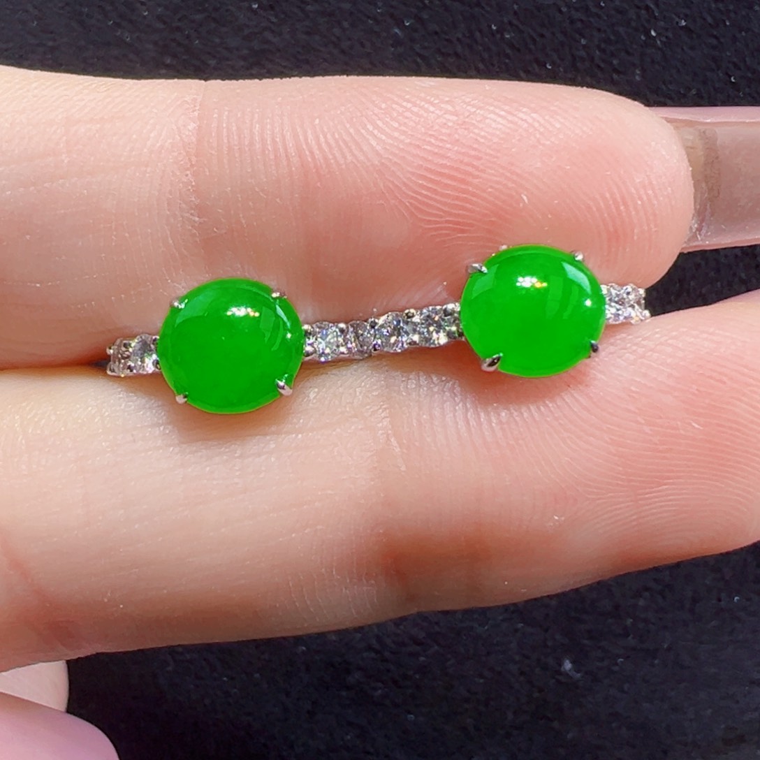 翡翠耳饰18K金镶嵌耳包