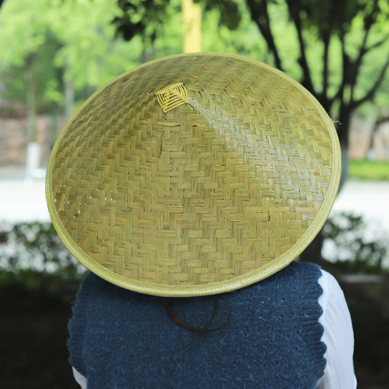 竹编青皮斗笠帽农民户外遮阳防晒大沿草帽舞蹈演出道具