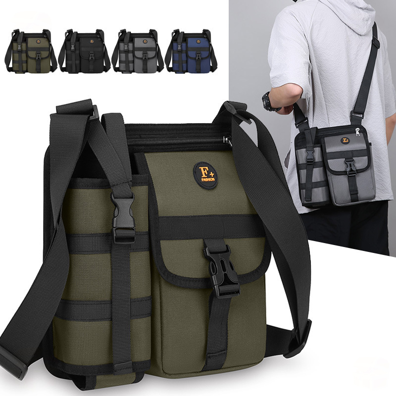男士新款单肩斜挎包户外休闲包旅游水壶包耐磨防水雨伞潮流斜挎包