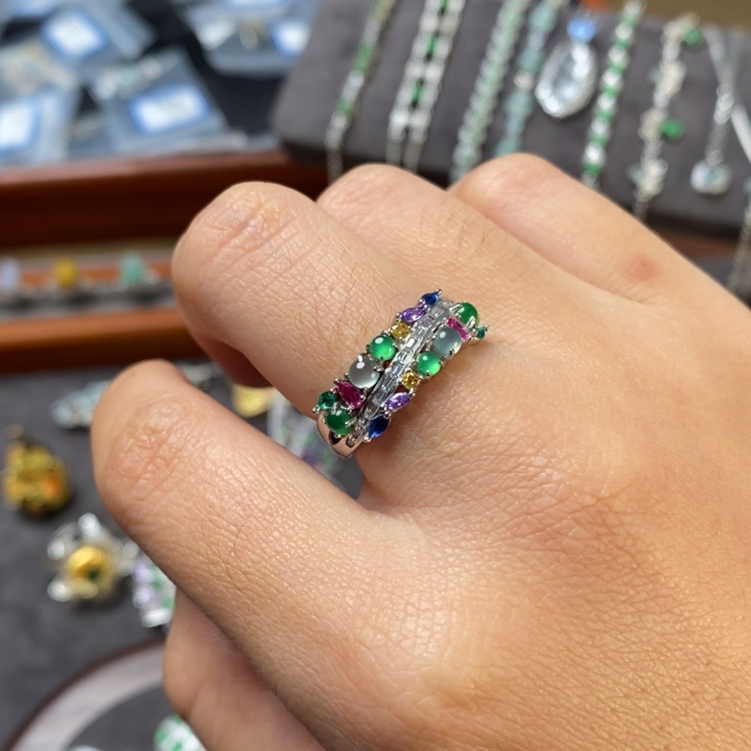 翡翠银S925镶嵌戒指