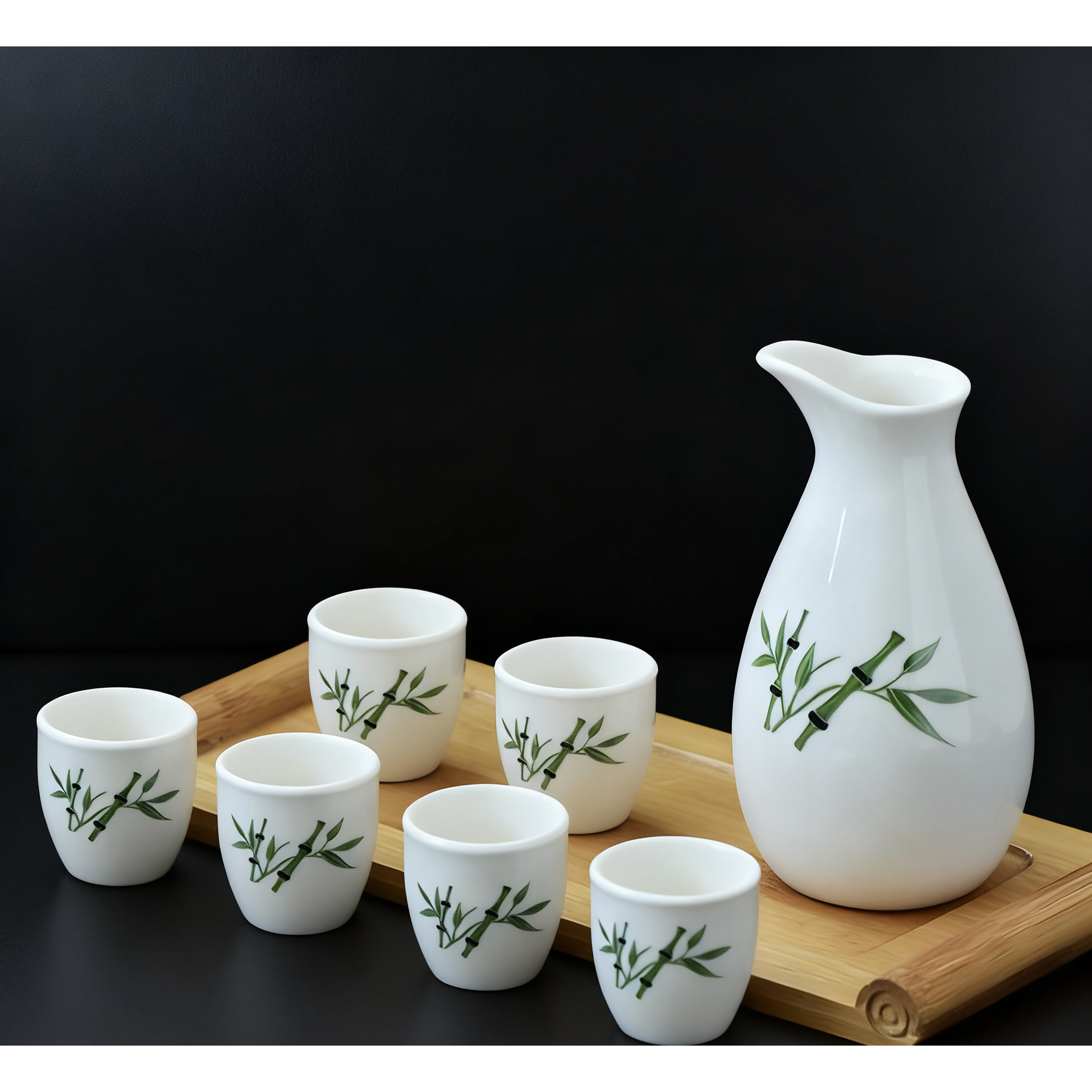 克克茶具HQ创意家用绿竹陶瓷分酒器（带6杯）S-628