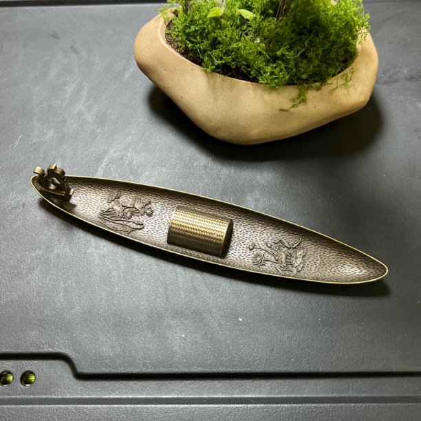 小猫渔翁香插金属质感茶座摆件可点21cm2.0内的线香