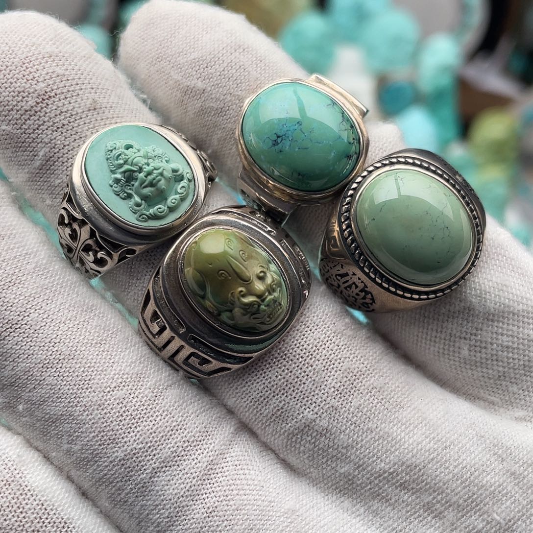 绿松石银S925镶嵌戒指