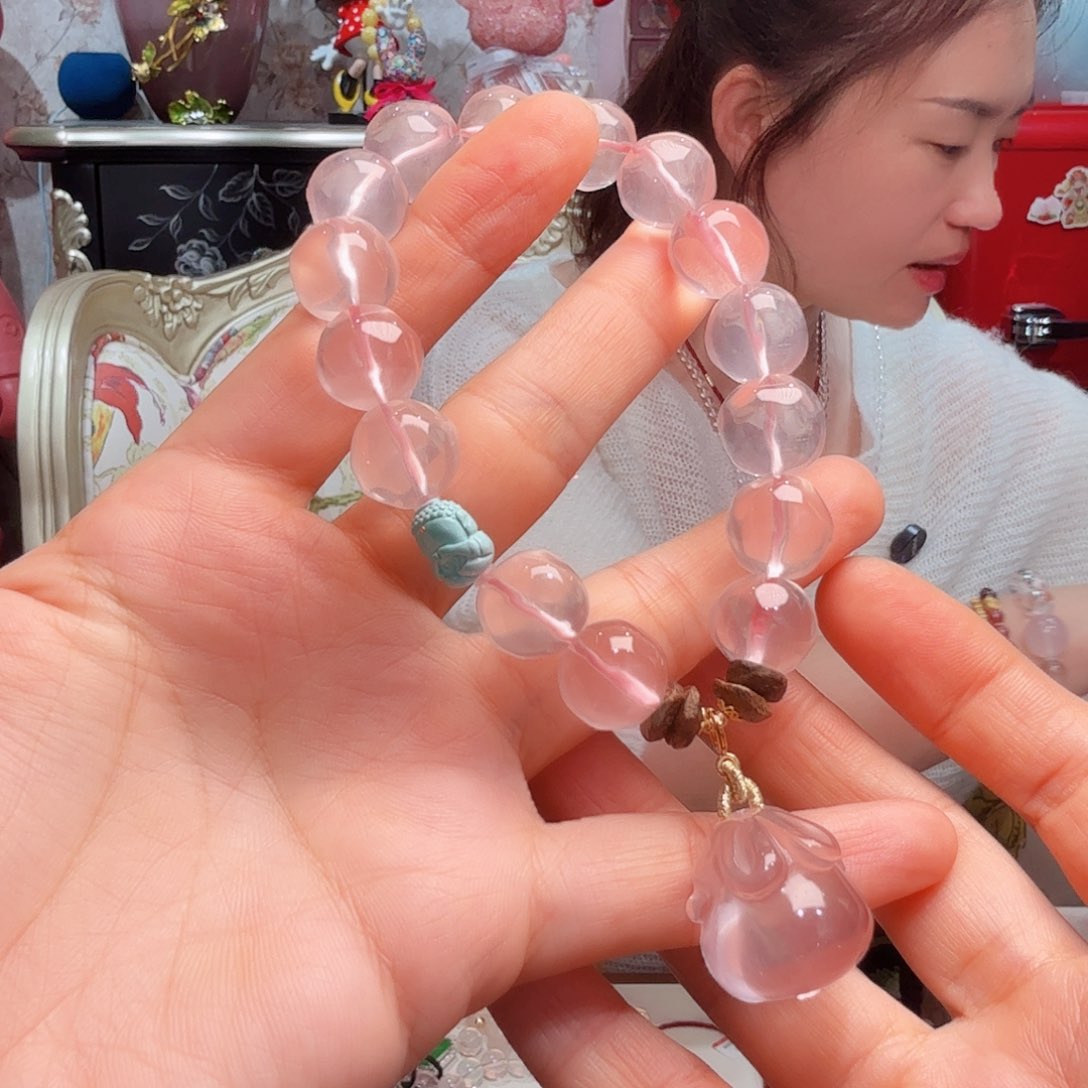 水晶手链18K金镶嵌手串