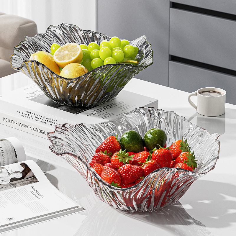 轻奢花瓣水果盘高档网红冰川纹果盘家用客厅干果盘糖果盘零食盘