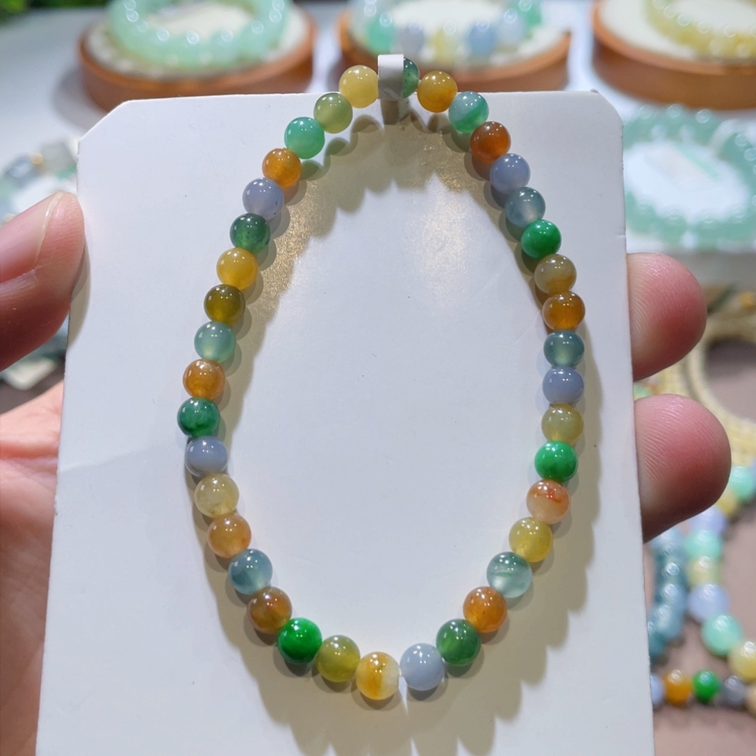 未镶嵌翡翠手链多宝小米珠手串卡4