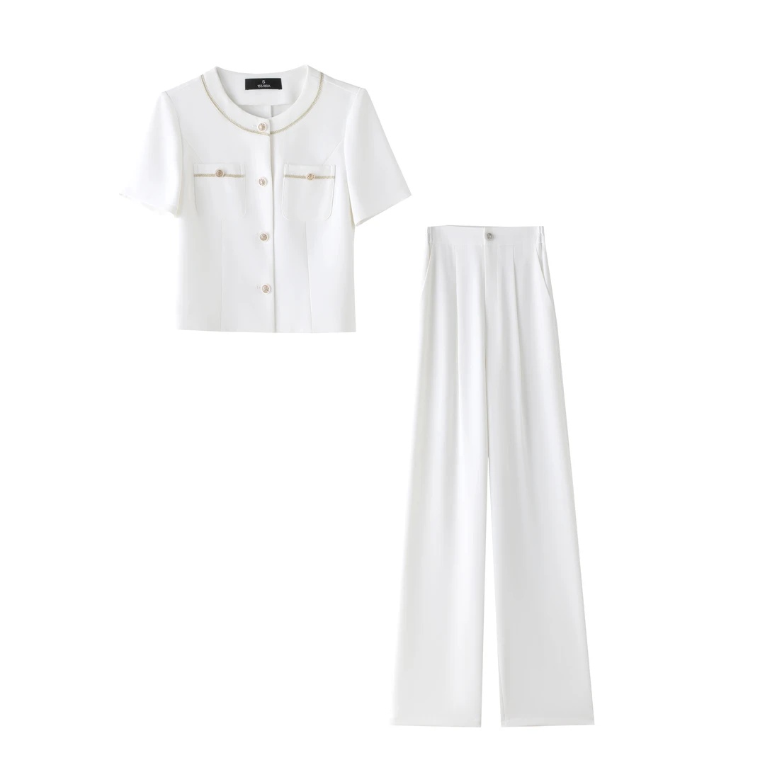 A317 休闲风时尚套装新款时尚小香风短袖夏季气质减龄轻奢两件套