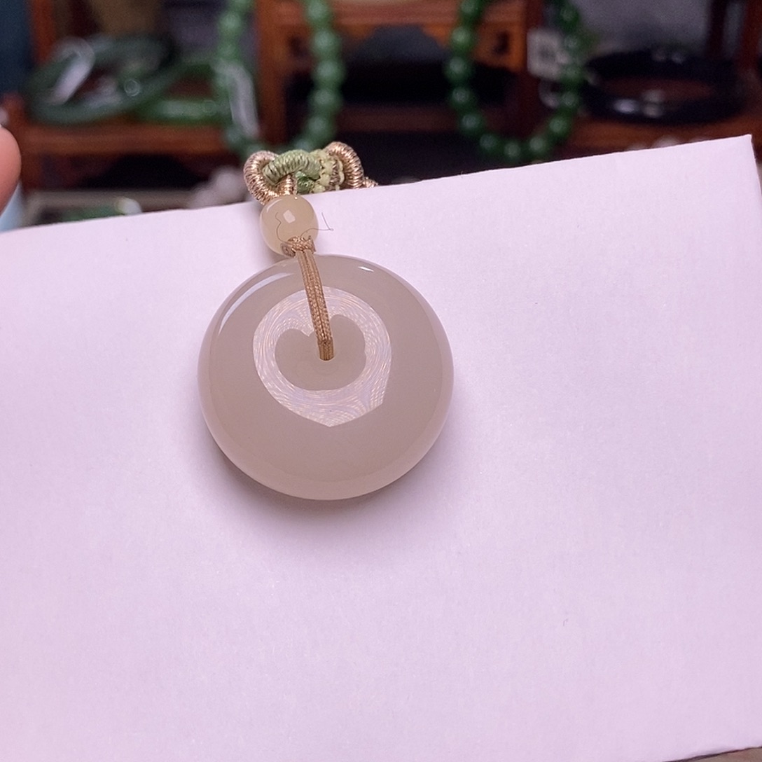 和田玉藕粉老料平安扣未镶嵌小***林